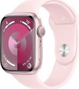 Apple Watch Series 9 45 mm Ružový hliník so svetlo ružovým športovým remienkom – S/M