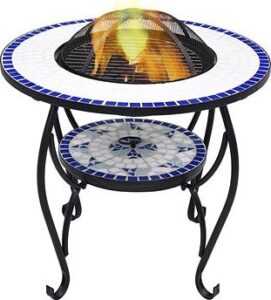 Mozaikový stolík s ohniskom modro-biely 68 cm keramika